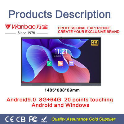 Lavagna a 86 pollici dell'OEM 4K Digital del multi schermo piatto interattivo astuto del touch screen di H11S