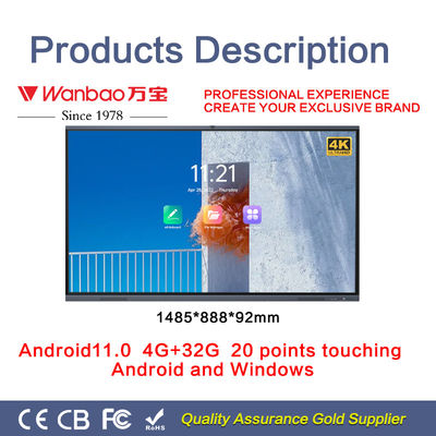 H10S 75&quot; monitor interattivo astuto del touch screen della scuola 4K dello schermo piatto