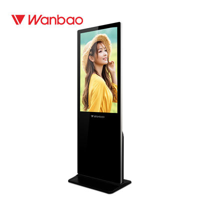 43-65inch Wifi ultra esile con il pavimento a 65 pollici girante di vetro temperato TV dell'annuncio del supporto all'aperto di Digital che sta tocco Kios dell'affissione a cristalli liquidi