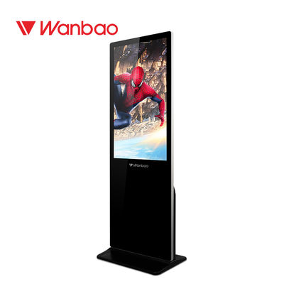 43-65inch Wifi ultra esile con il pavimento a 65 pollici girante di vetro temperato TV dell'annuncio del supporto all'aperto di Digital che sta tocco Kios dell'affissione a cristalli liquidi