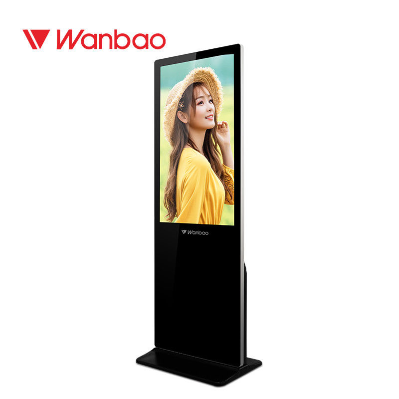 43-65inch Wifi ultra esile con il pavimento a 65 pollici girante di vetro temperato TV dell'annuncio del supporto all'aperto di Digital che sta tocco Kios dell'affissione a cristalli liquidi